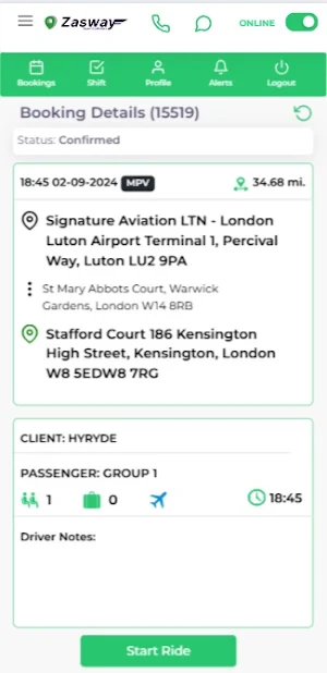 UKCb Driver App Screenshot 1