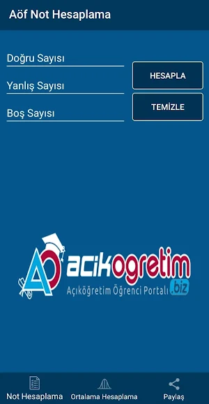 Açıköğretim Not Hesaplama Screenshot 1