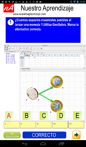 Describen espacio muestral lanzar monedas GeoGebra Screenshot 2