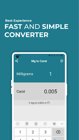 Milligram mg to Carat Convert Screenshot 0