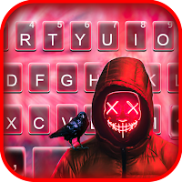 Neon Red Maskman Keyboard Background