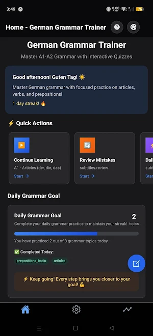 A1-A2 German Grammar Trainer Screenshot 0