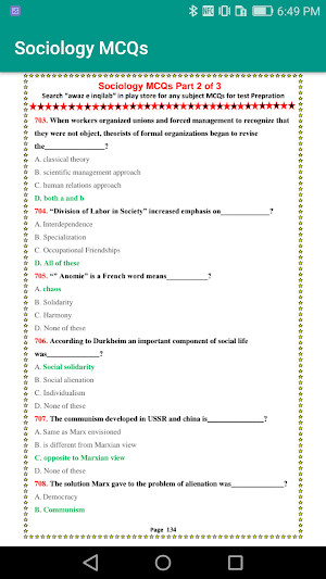 Sociology MCQs offline Screenshot 2
