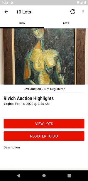 Rivich Auction Screenshot 1