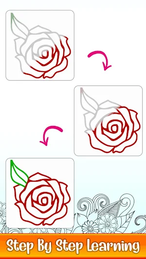 Learn to Draw Flowers: Draw, Glitter & Color Book Screenshot 1
