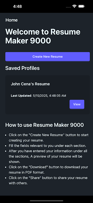 Resume Maker 9000 - PDF CV Screenshot 2