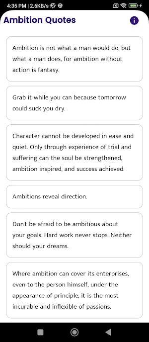 Ambition Quotes and Sayings Screenshot 0