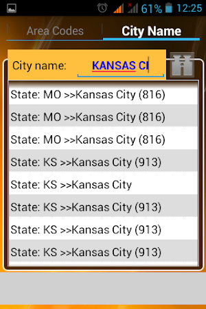 USA AREA CODES Screenshot 2
