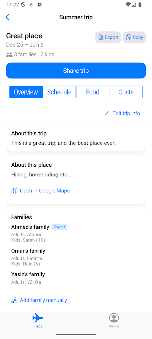 Family Trips Screenshot 1