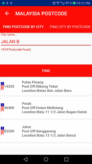 MALAYSIA POSTCODE Screenshot 1