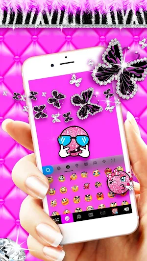 Luxury Butterfly Zebra Keyboard Theme Screenshot 1