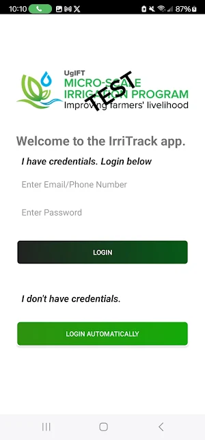 IrriTrack Testing Screenshot 1