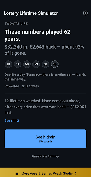 Lottery Lifetime Odds Sim Screenshot 0