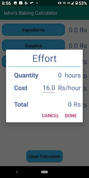 Baking Cost Calculator Screenshot 0