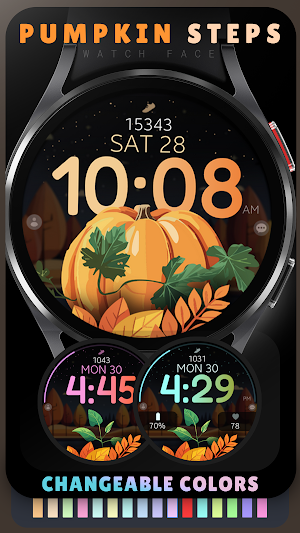 Pumpkin Steps fall watch face Screenshot 2