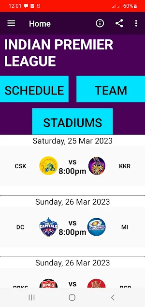 আইপিএল খেলার সময়সূচী --২০২৩ Screenshot 0