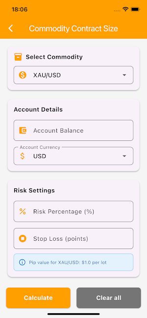 Commodity calculator Screenshot 1