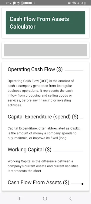 CFFA Calculator Screenshot 1
