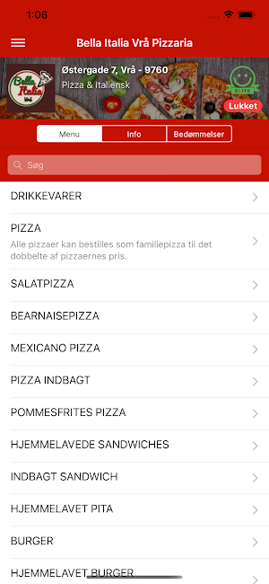 Bella Italia Vrå Pizzaria Screenshot 0