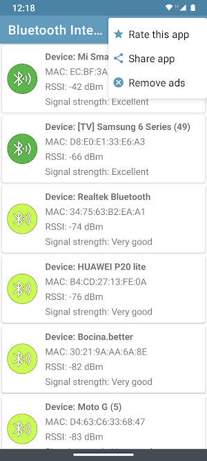Bluetooth signal strength meter Screenshot 3