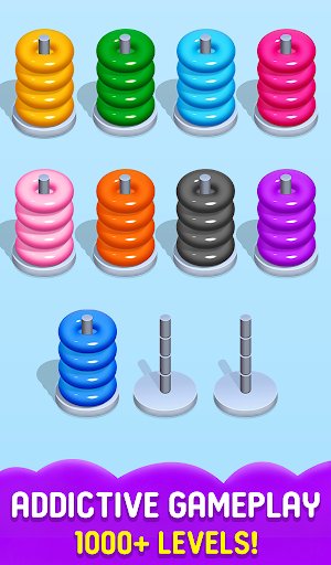 Hoop Sort Stack Puzzle - Color Sort - Stack Sort Screenshot 3