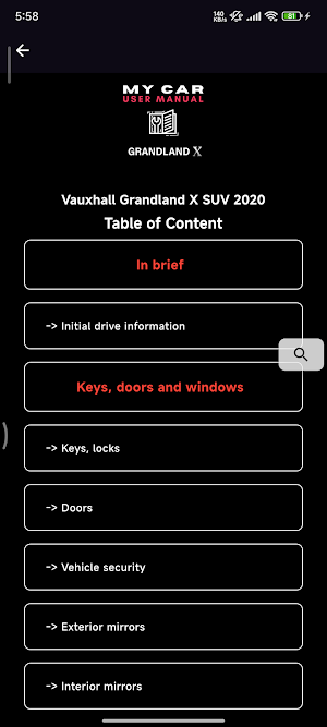 Grandland X Manual and Car Log Screenshot 3