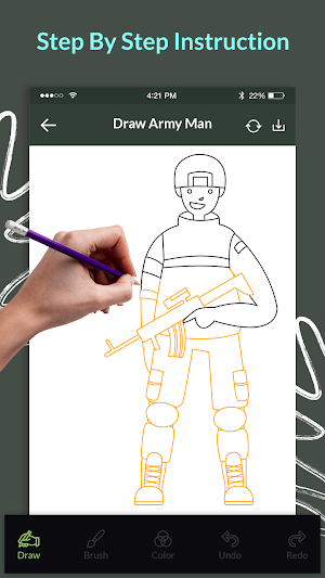 Step by Step Army Suit Drawing Screenshot 3