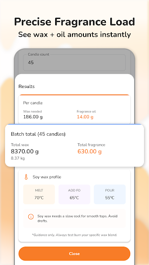 Candle Calculator – Wax & Cost Screenshot 1