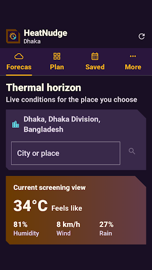 HeatNudge: Outdoor Planner Screenshot 1