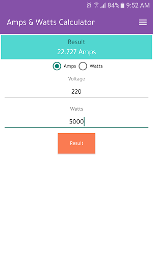 Amps & Watts Calculator Screenshot 3
