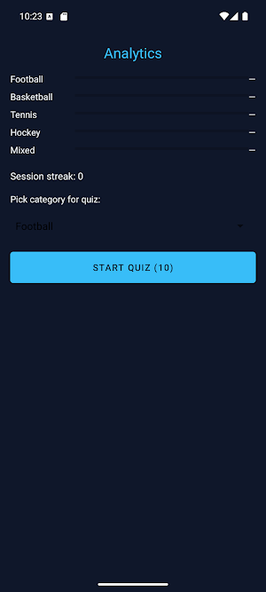 Sports Category Dashboard Screenshot 1