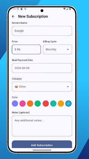 Subscription Tracker Screenshot 1