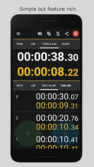 Stopwatch 2 - Advanced  lap timer with no ads Screenshot 3