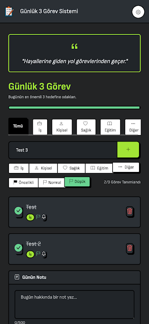Günlük 3 Görev Sistemi Screenshot 0