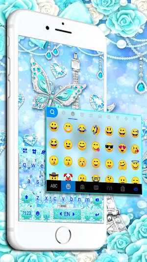 Blue Paris Butterfly Keyboard Theme Screenshot 1