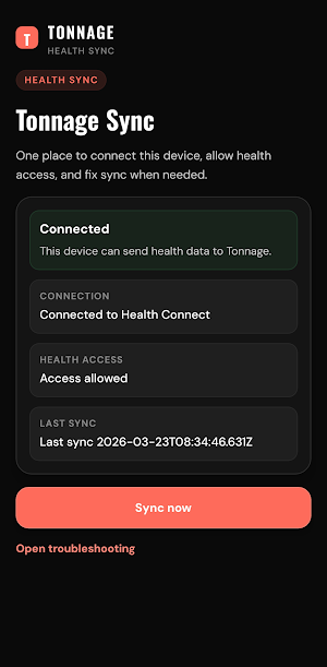 Tonnage Health Sync Screenshot 1