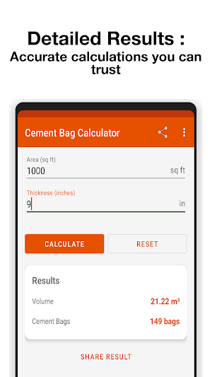 Cement Bag Calculator Screenshot 2