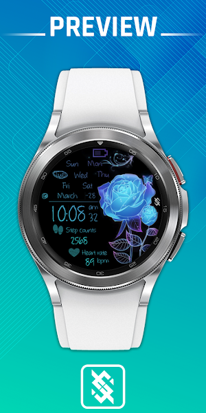 BFF6-Neon Art Flower Rose Blue Screenshot 0