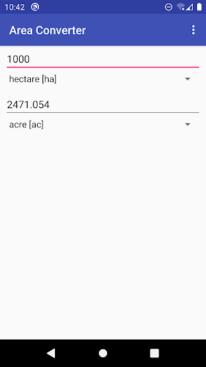 acres to square feet to hectare : Area Converter Screenshot 2