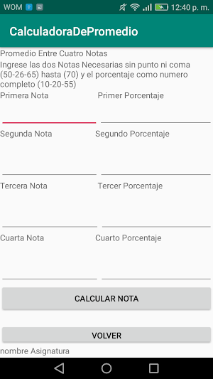Calculadora de Promedios Ponderados Screenshot 2