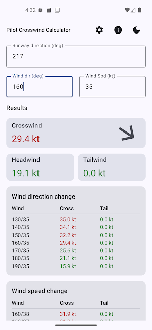 Pilot Crosswind Calculator Screenshot 0