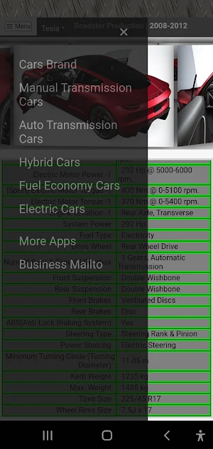 Cars Models In Depth Specs Log Screenshot 3