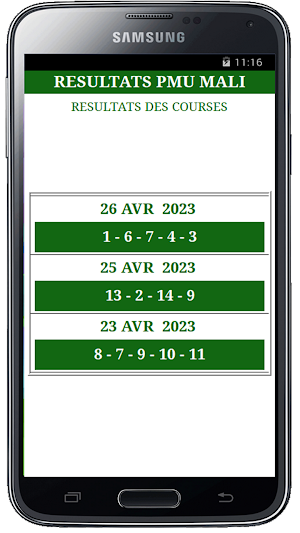 RESULTATS PMU MALI Screenshot 1