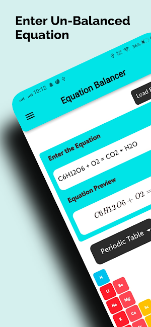 Chemical Equation Balancer App Screenshot 1