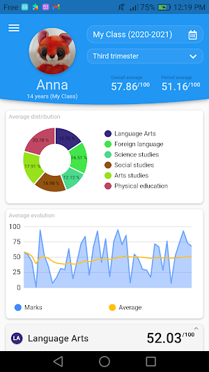School Marks Tracker: enter marks and show average Screenshot 0