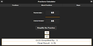 Fractions Calculator Screenshot 2