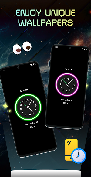 Neon Clock Digital Wallpaper Screenshot 3