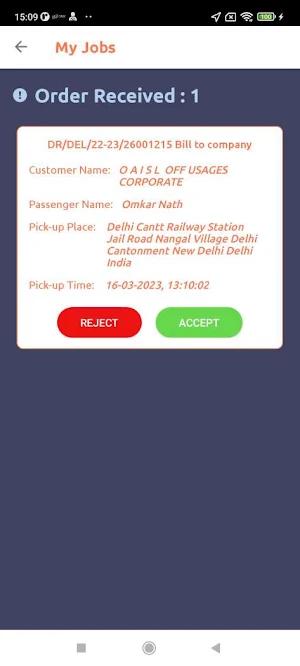 ChauffeurRACApp Screenshot 1
