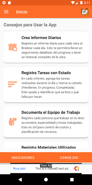 Informes y reporte de obra Screenshot 1