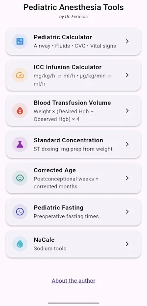 Pediatric Anesthesia Tools Screenshot 0